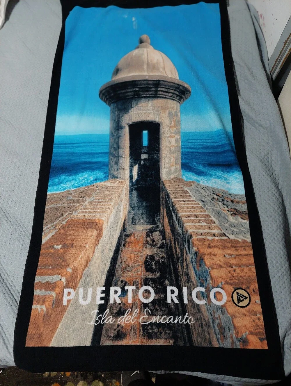 Puerto Rico Men's Swim Beach Towel - Blue & Brown
